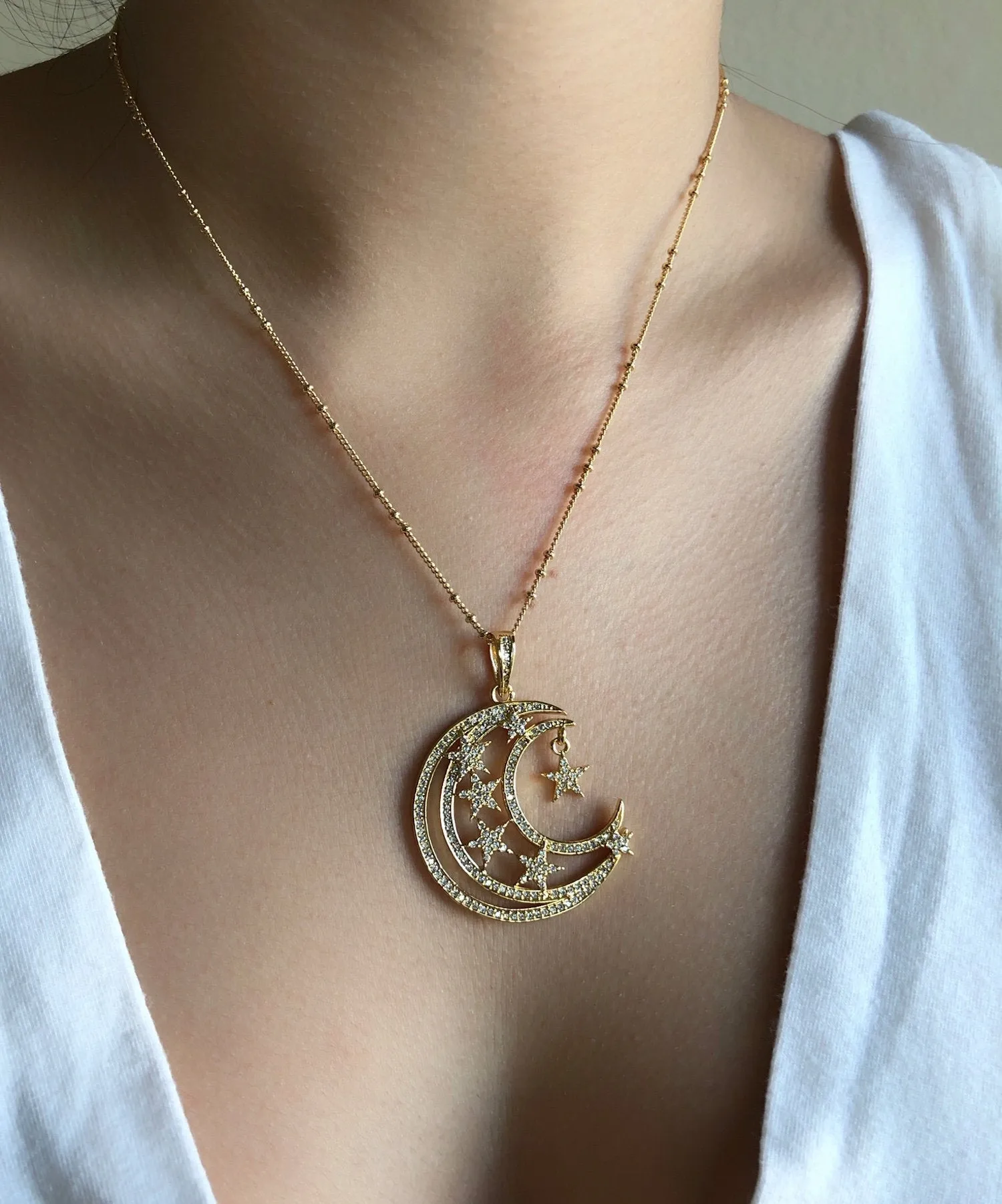 Moon Necklace Gold, Crescent Moon Necklace, Crescent Moon Gold Chain Necklace, Half Moon and Star, Celestial Jewelry, Constellation Charm