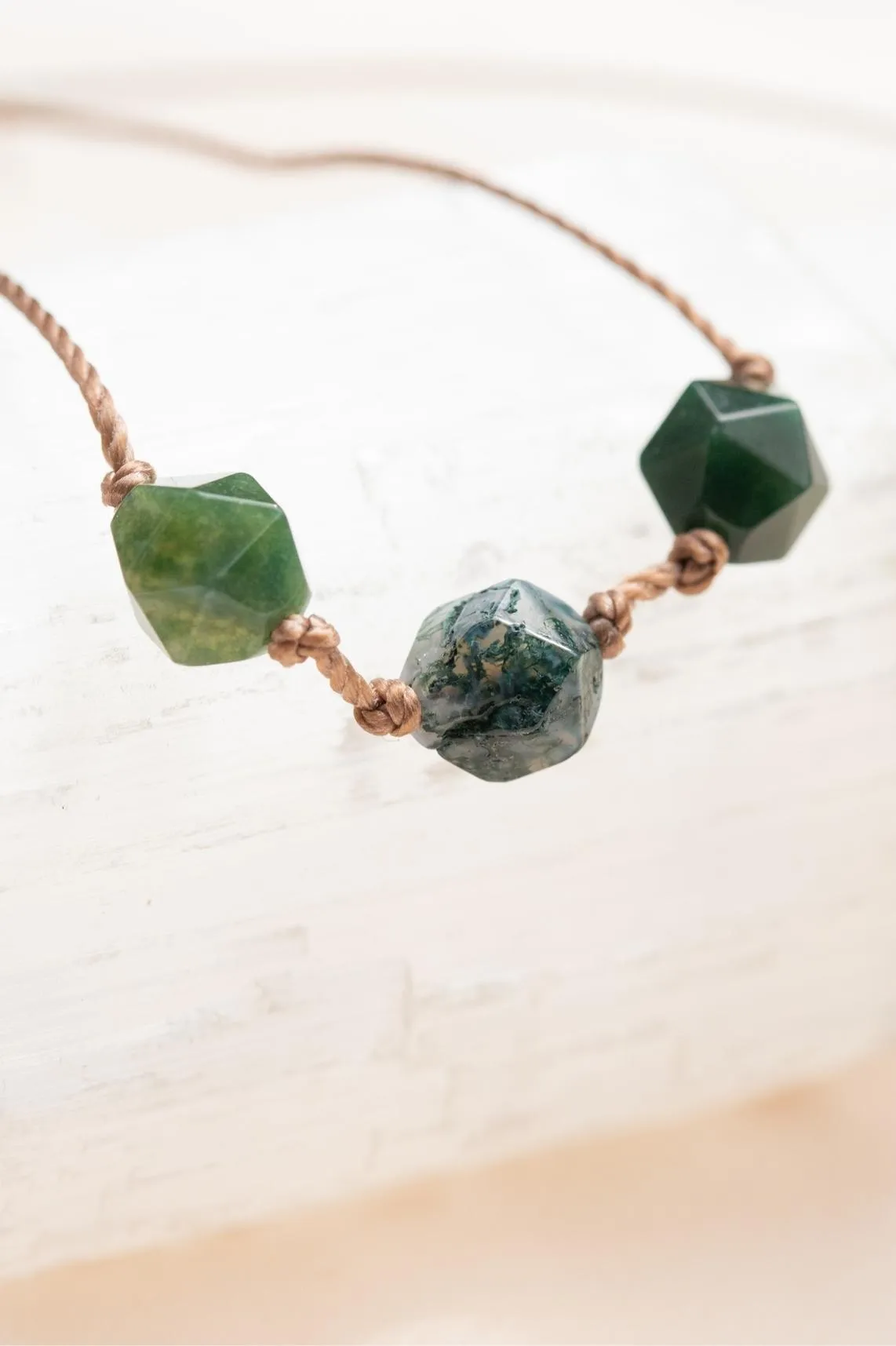 Moss Agate Zodiac Necklace for Aquarius | 1/20 - 2/18