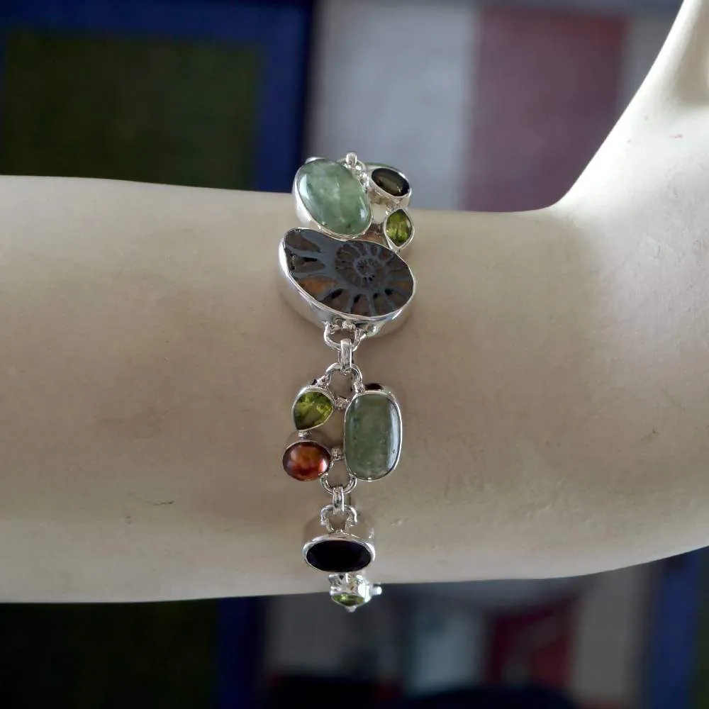 Multi Stone Handcrafted 925 Sterling Silver Bracelet, Birthstone Bracelet Jewelry