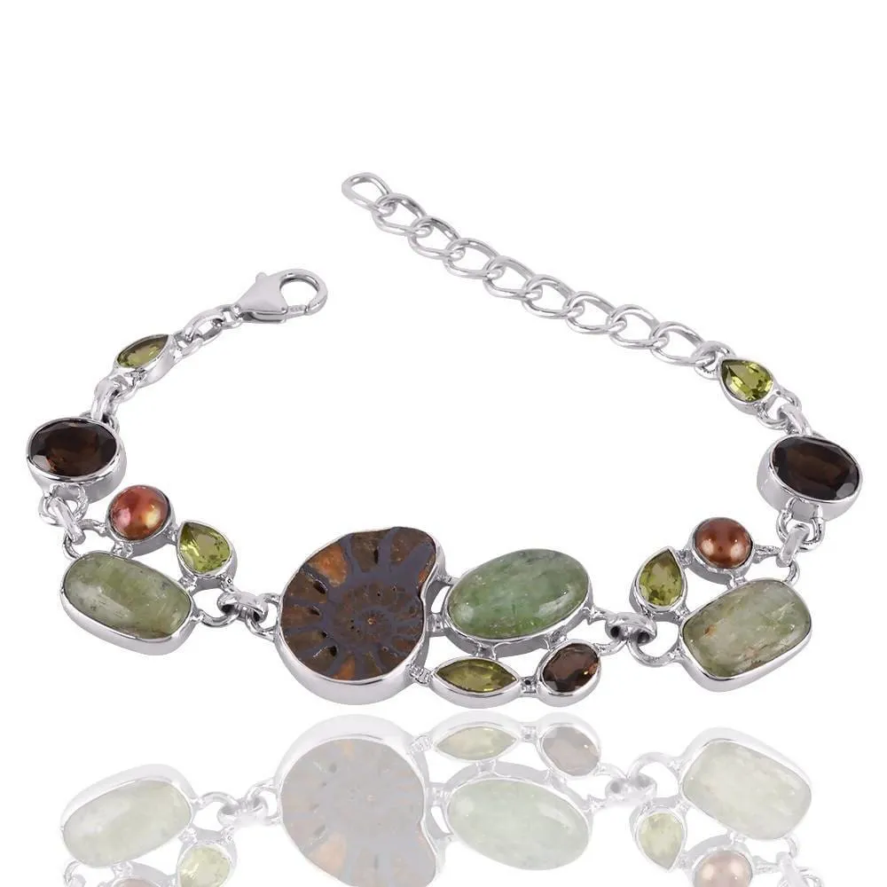 Multi Stone Handcrafted 925 Sterling Silver Bracelet, Birthstone Bracelet Jewelry