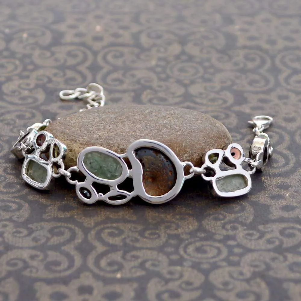 Multi Stone Handcrafted 925 Sterling Silver Bracelet, Birthstone Bracelet Jewelry