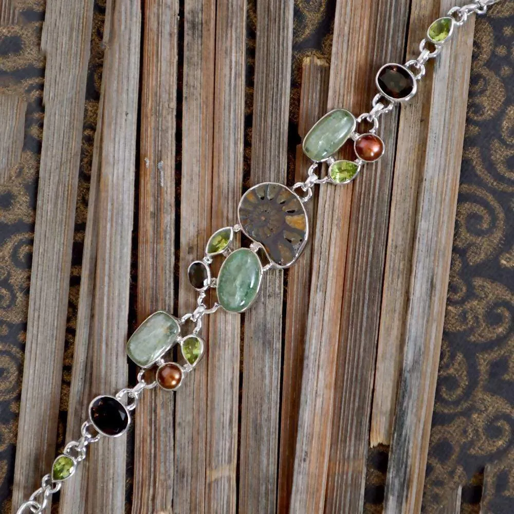 Multi Stone Handcrafted 925 Sterling Silver Bracelet, Birthstone Bracelet Jewelry