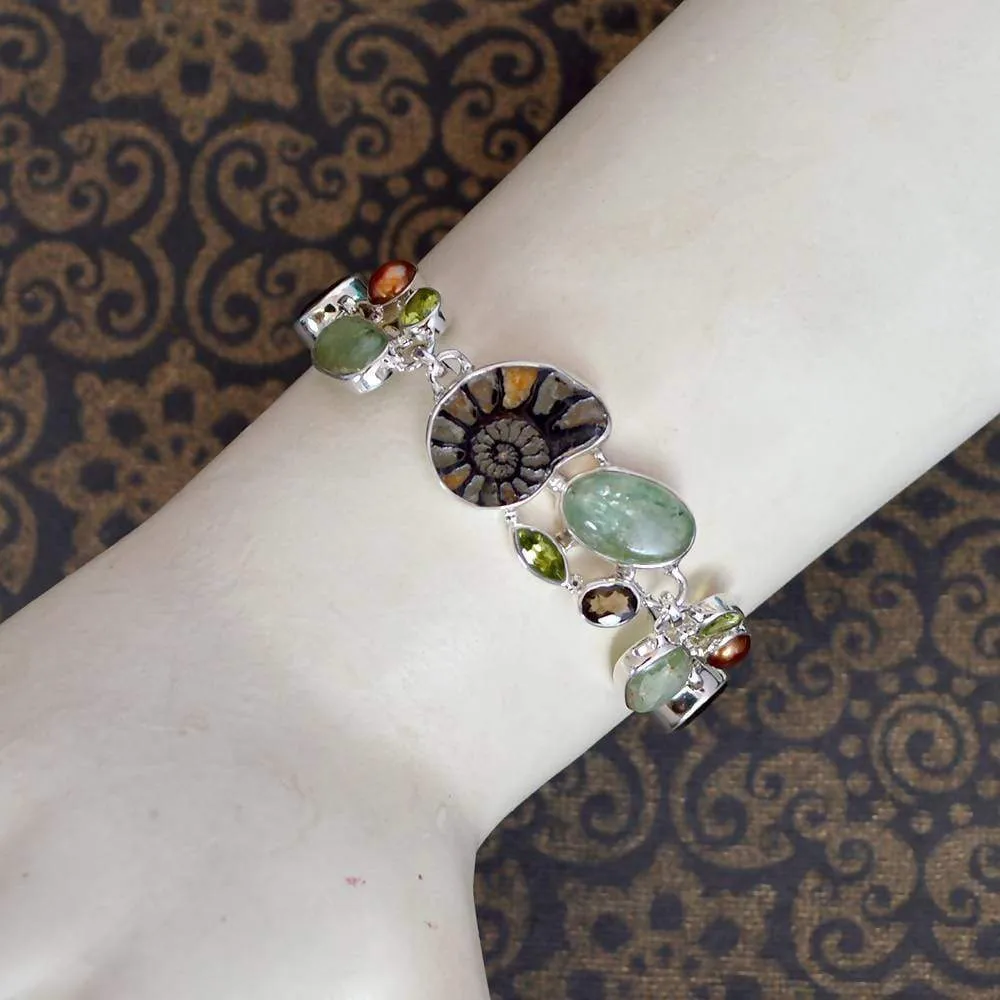 Multi Stone Handcrafted 925 Sterling Silver Bracelet, Birthstone Bracelet Jewelry