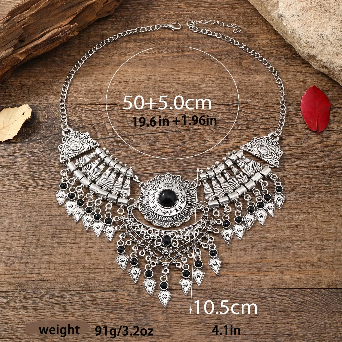 Multilayer Vintage Style Chunky Necklace With Tassel Pendant Clavicle Chain Women's Ethnic Style Necklace