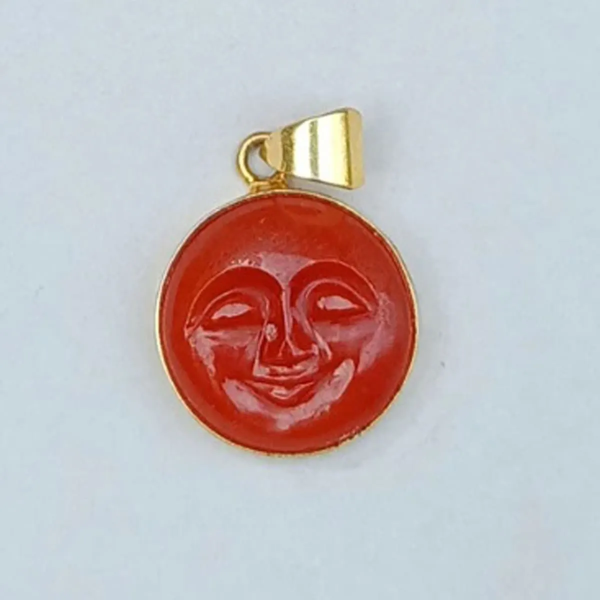 Natural Carnelian Round Shape Moon Face Designer Pendant