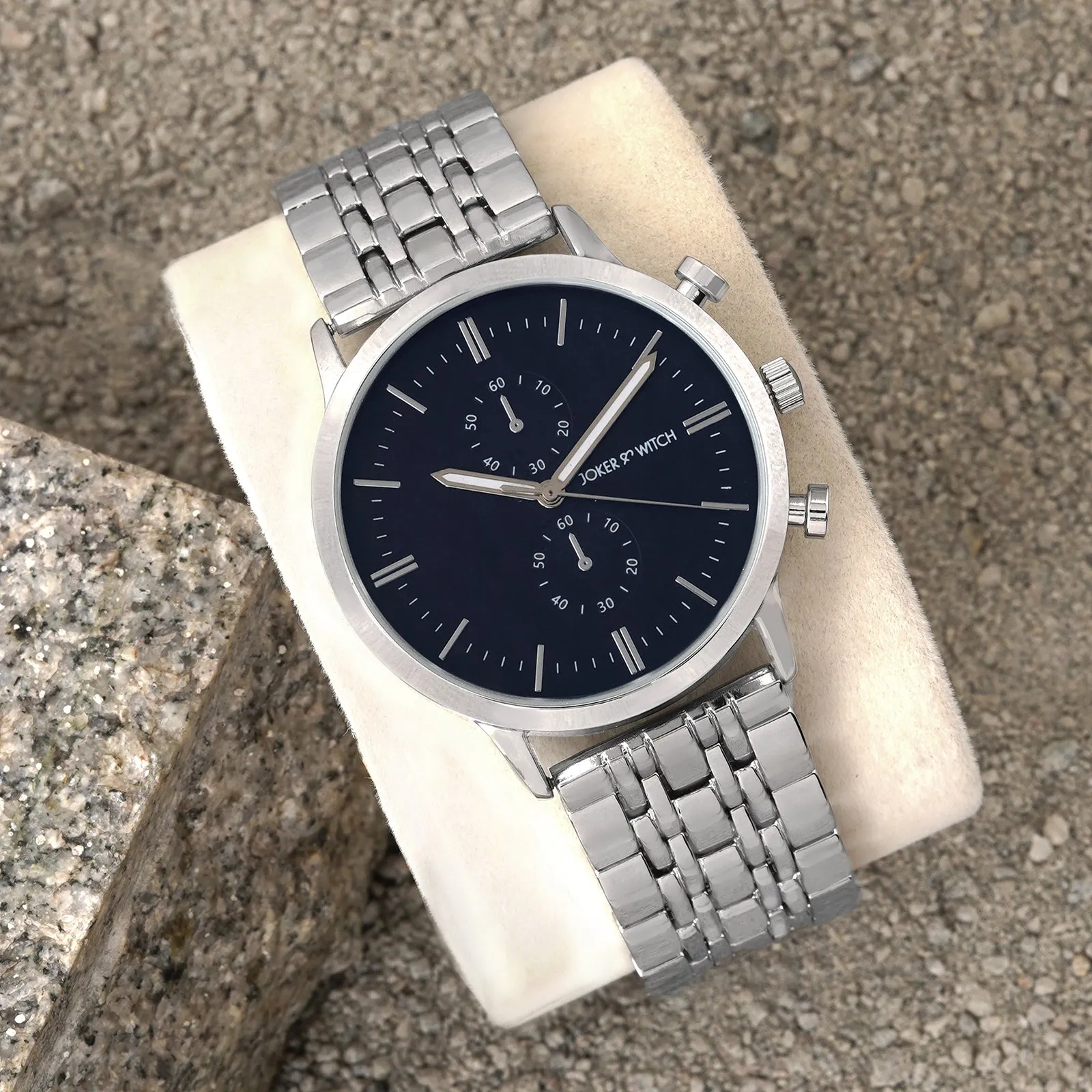 Niko Silver Metallic Strap Watch with Blue Dial – Stylish & Modern Timepiece