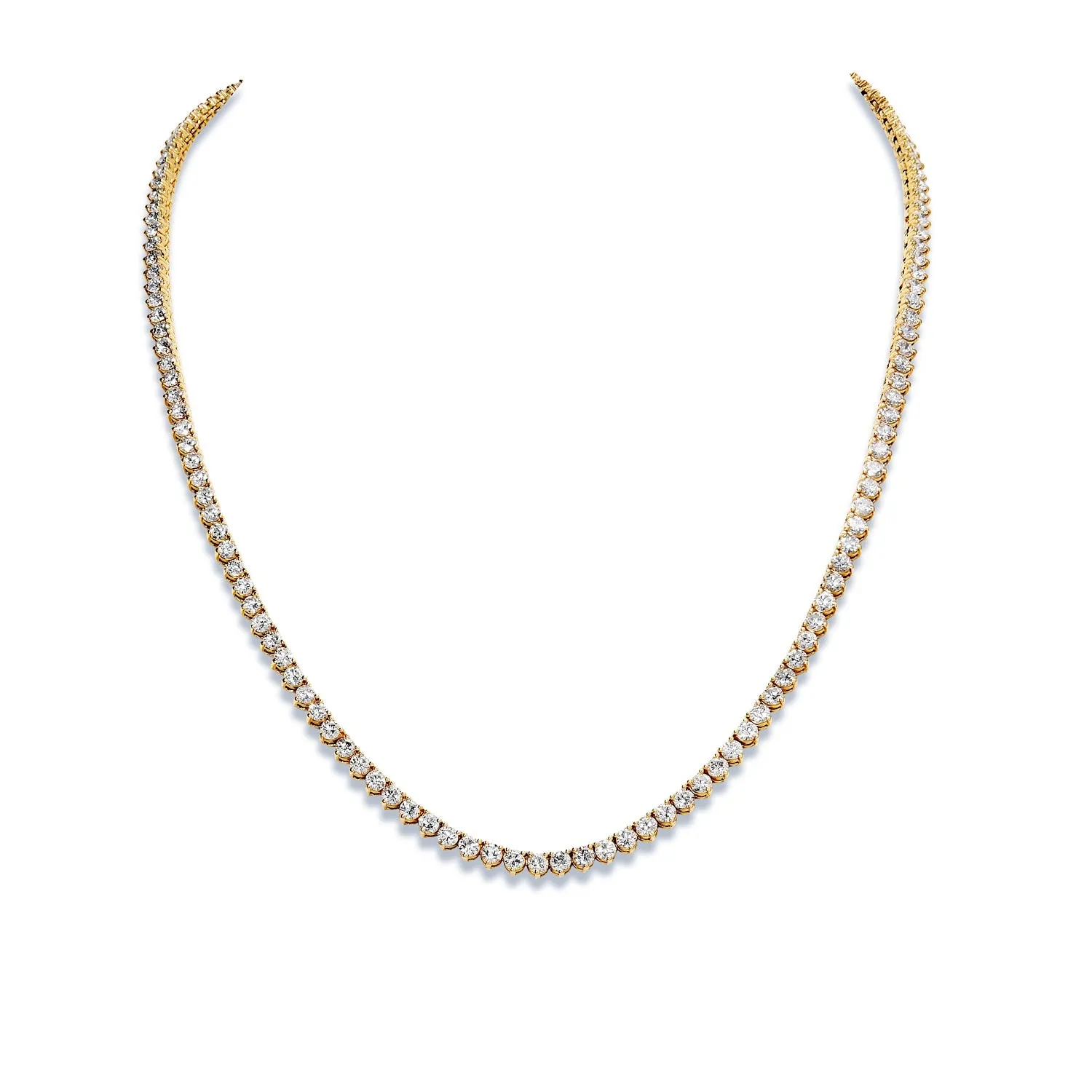 Octavia 26 Carat Round Brilliant Diamond Tennis Necklace in 14k Yellow Gold