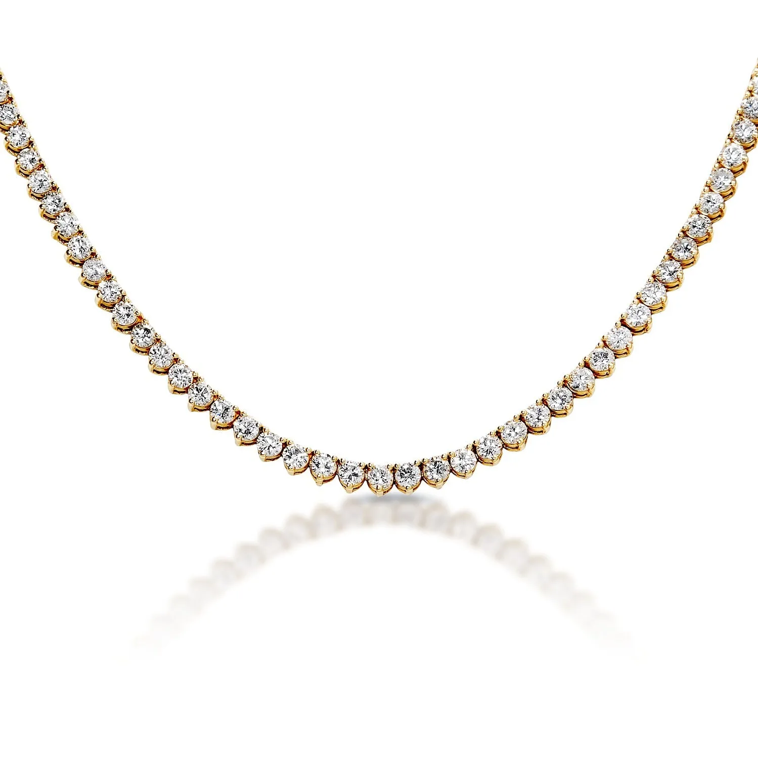 Octavia 26 Carat Round Brilliant Diamond Tennis Necklace in 14k Yellow Gold