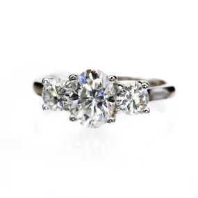 Oval Moissanite 3 Stone Prong Set Engagement Ring