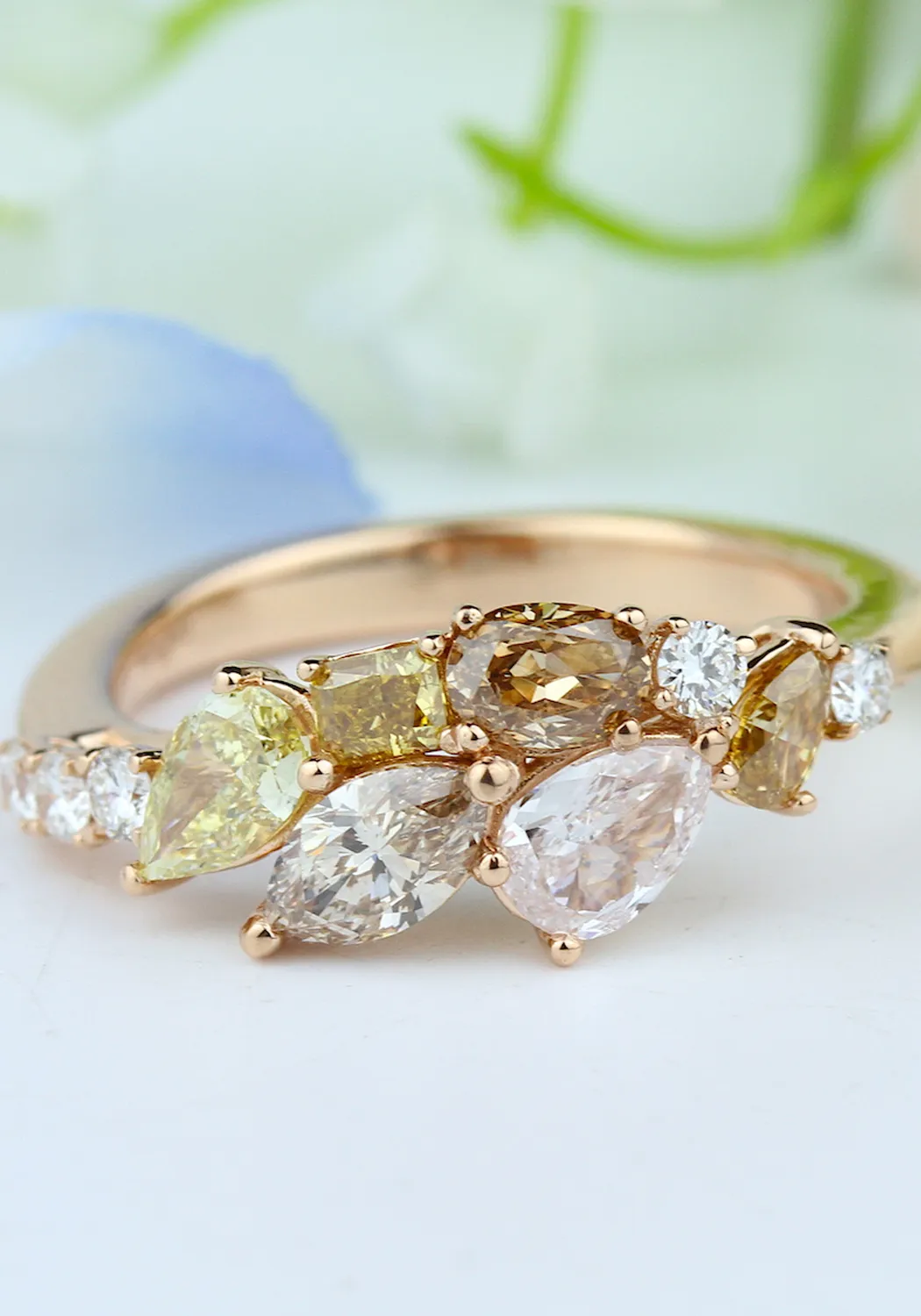 Parade Design 18KRG Fancy Color Diamond Cluster Ring