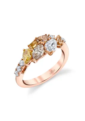 Parade Design 18KRG Fancy Color Diamond Cluster Ring