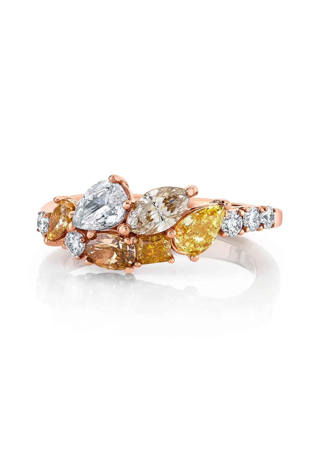 Parade Design 18KRG Fancy Color Diamond Cluster Ring