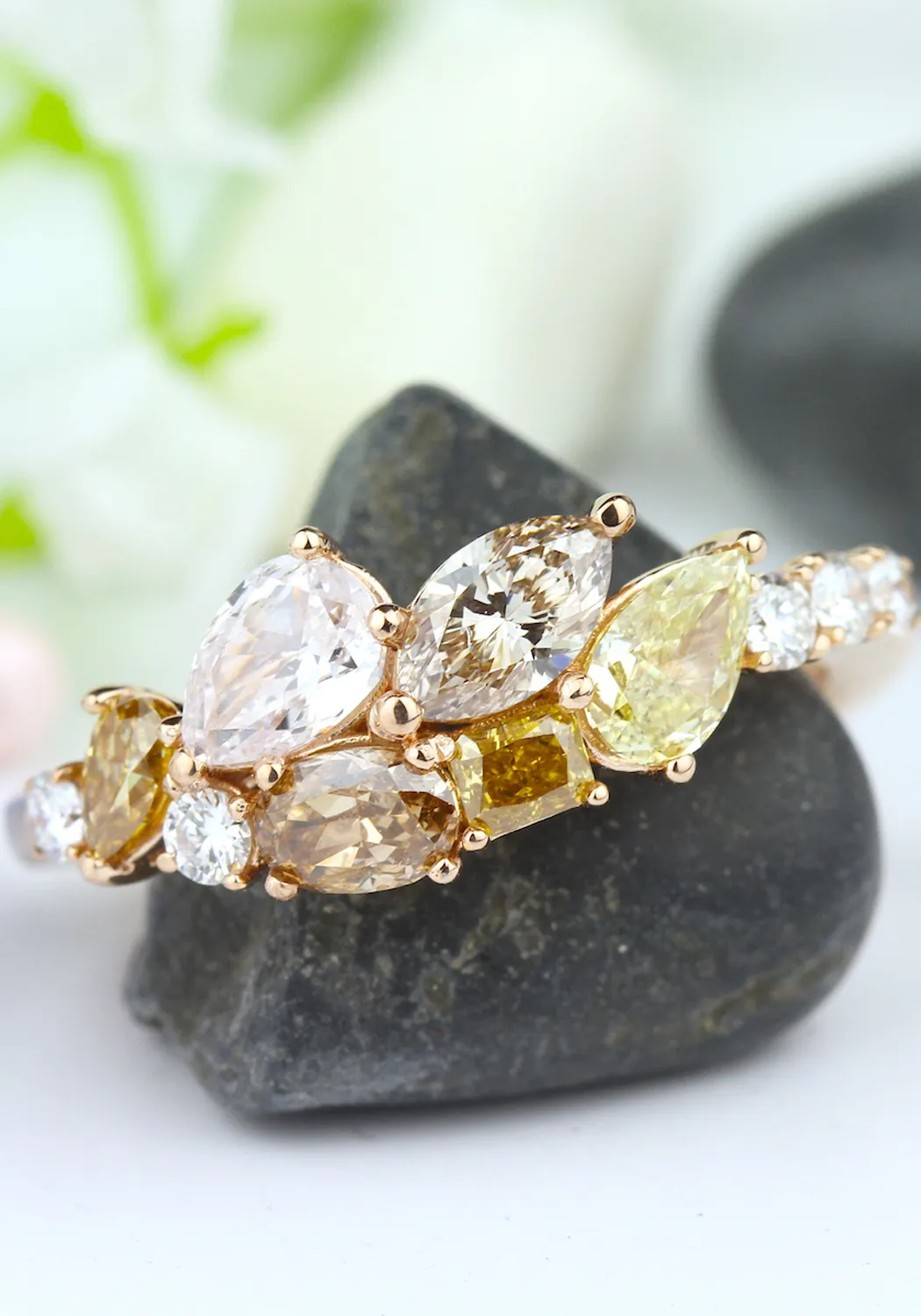 Parade Design 18KRG Fancy Color Diamond Cluster Ring