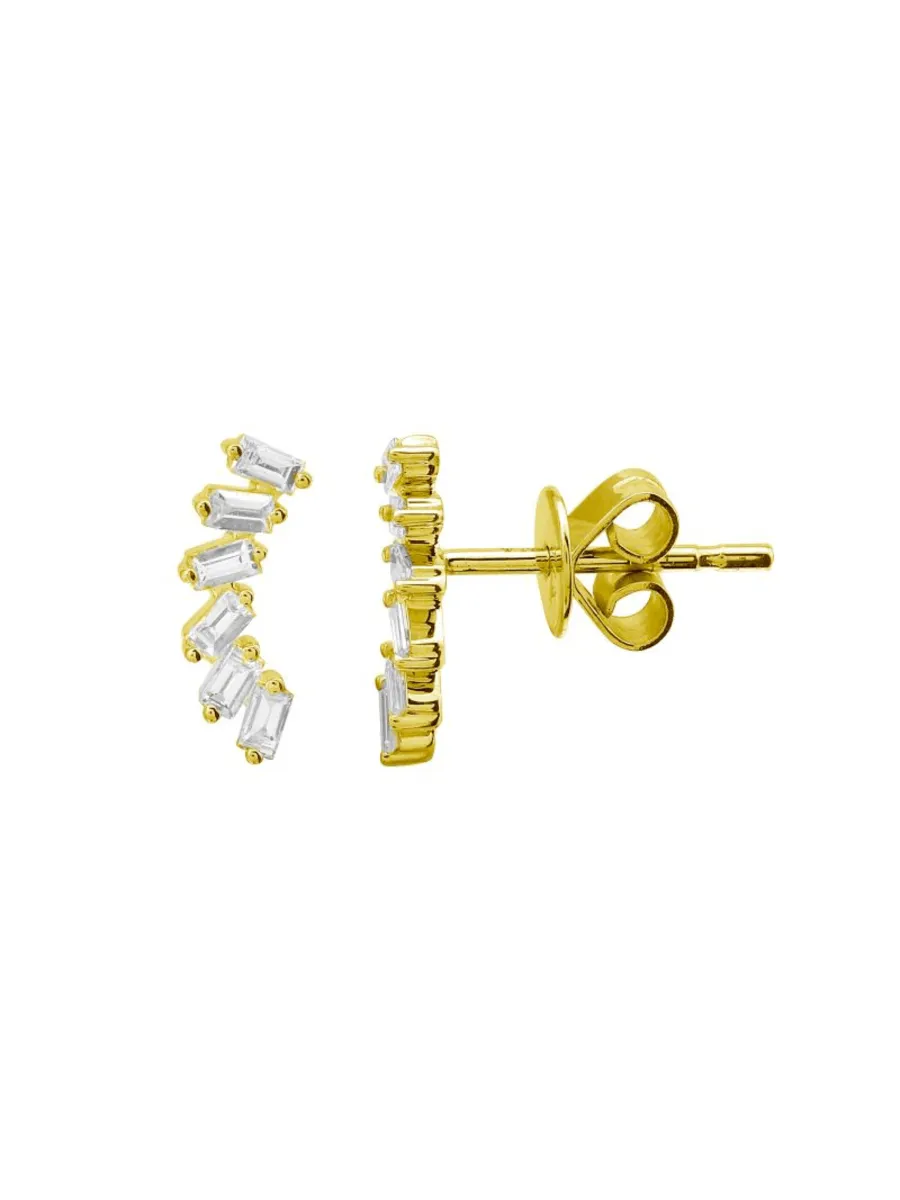 Paris Baguette Studs Earrings 14K