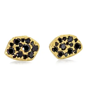 Pave Pebble Stud Earrings with Black Diamonds