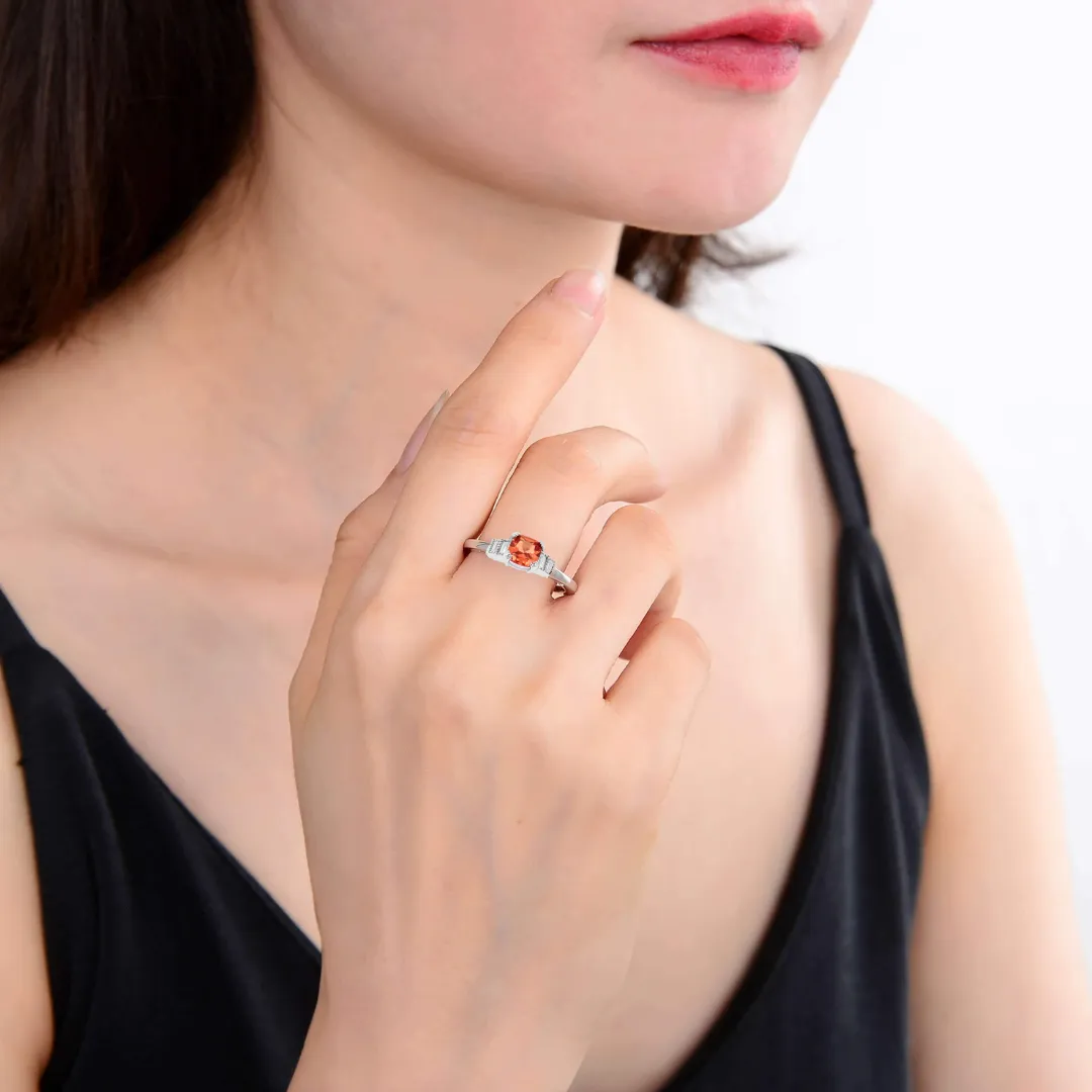 Peach Sapphire Statement Ring