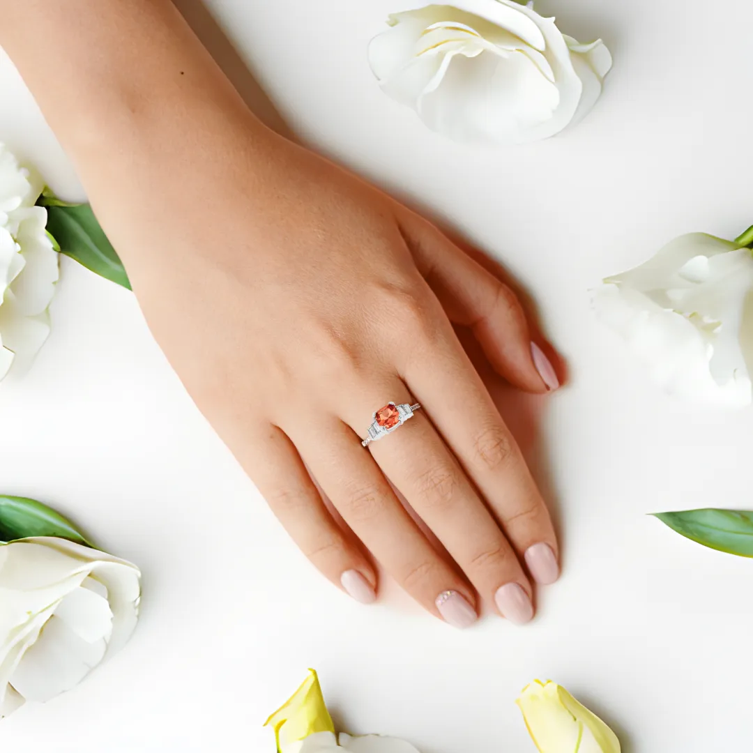 Peach Sapphire Statement Ring