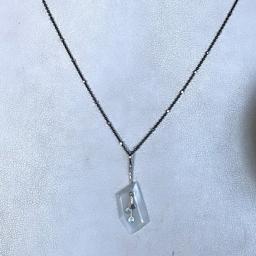 Pendulum dots long geo moonstone necklace