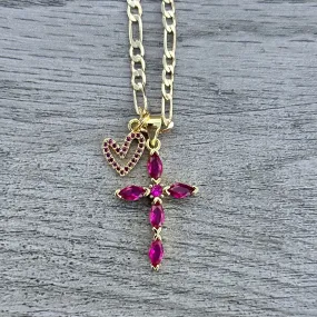 Pink Cross Necklace 028