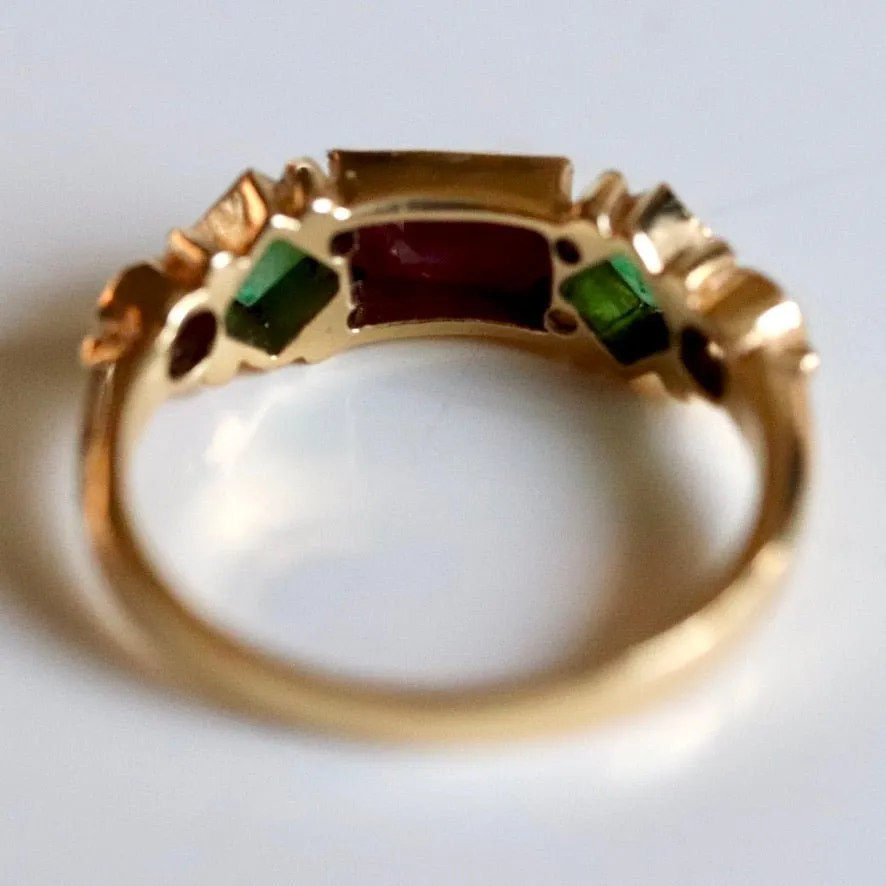 Pollaiuolo 14k Gold, Ruby, Emerald and Diamond Ring