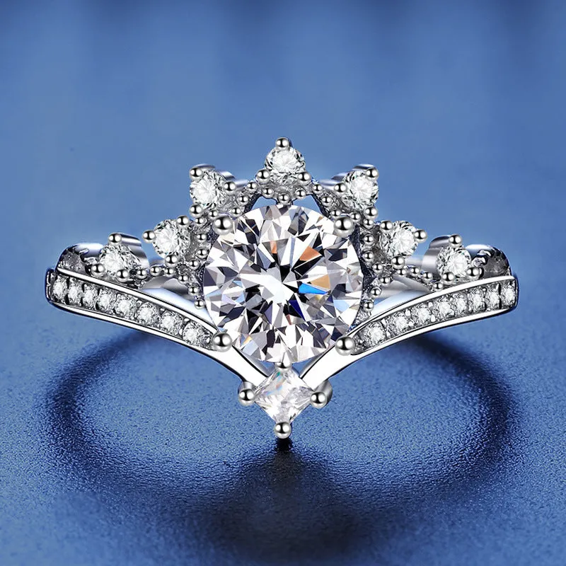 Princess Crown Moissanite Ring