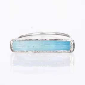 Raw Aquamarine Bar Ring in Sterling Silver