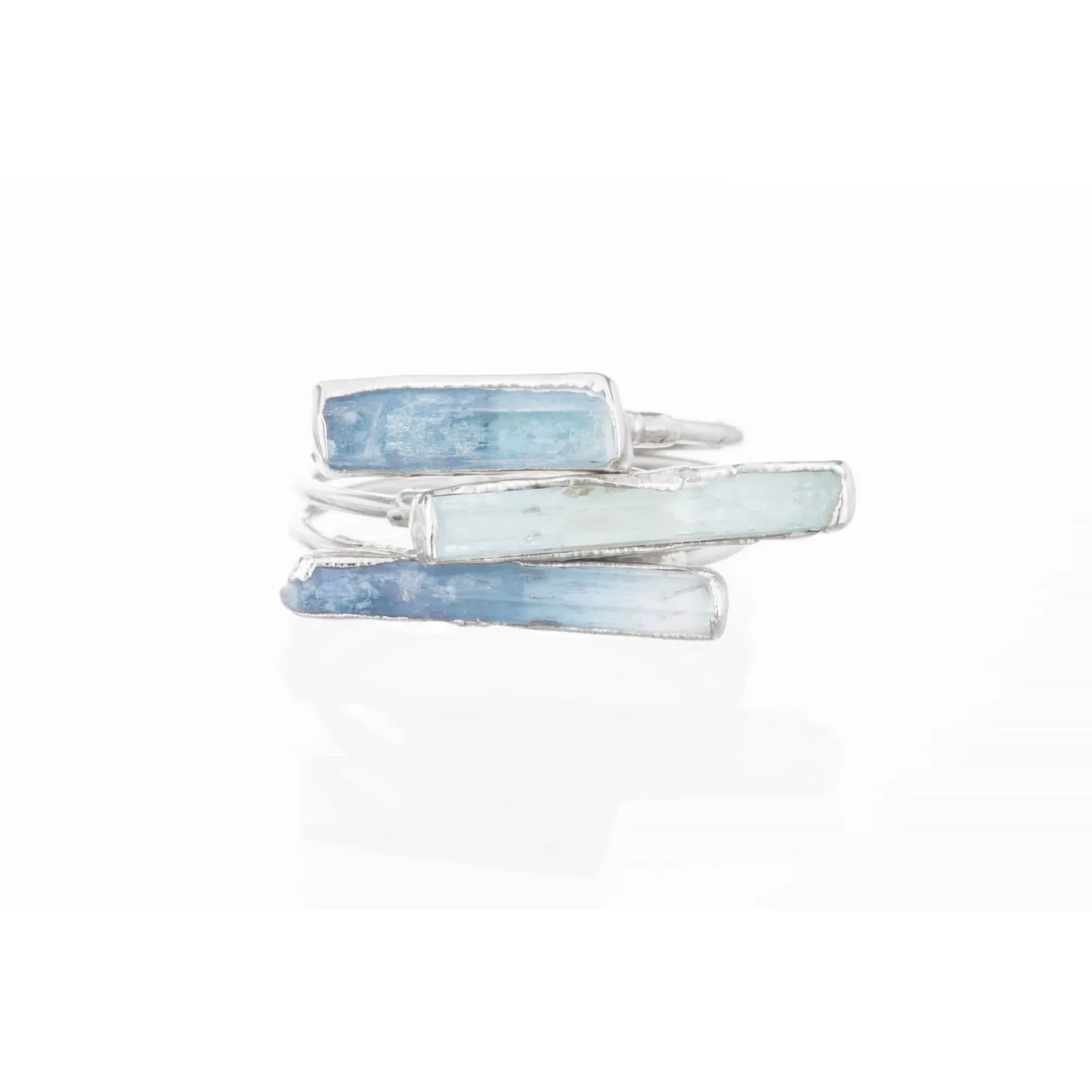 Raw Aquamarine Bar Ring in Sterling Silver