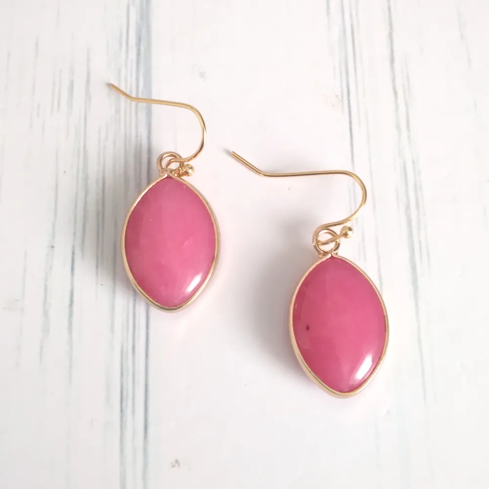 Red Jade Single Gem Drop  Earrings