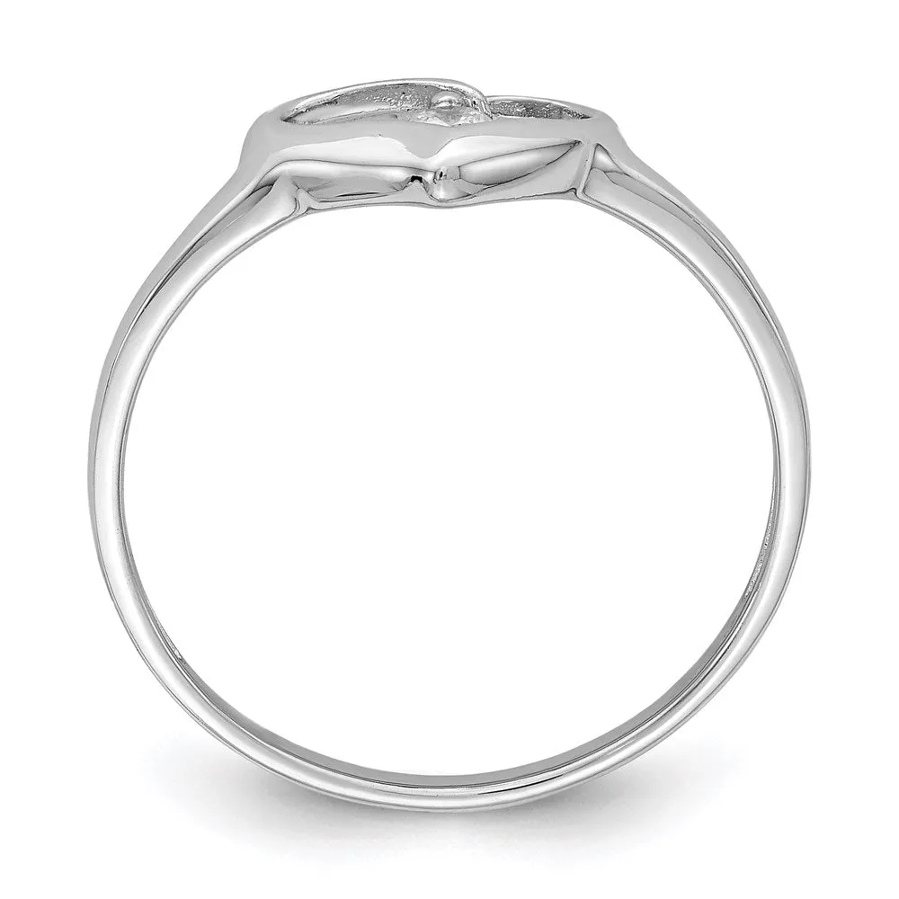 Rhodium Plated CZ Heart Ring in Sterling Silver