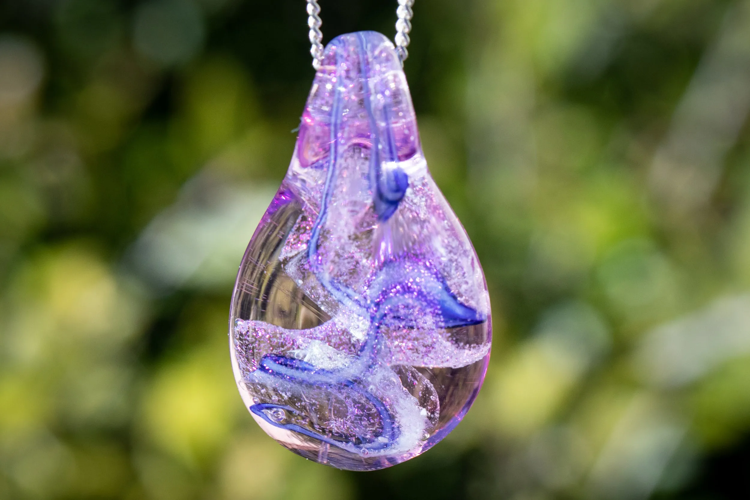 Ripple Dewdrop Dichroic Pendant with Ash