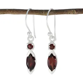 Riyo Beauteous 925 Sterling Silver Earring For Women Garnet Earring Bezel Setting Red Earring Dangle Earring