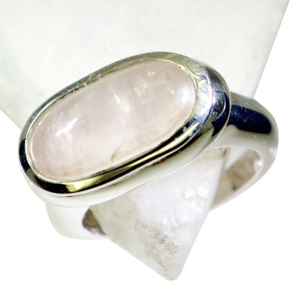 Riyo Bonny Gems Rose Quartz Sterling Silver Ring Indian Gold Jewelry