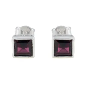 Riyo Comely 925 Sterling Silver Earring For Women Garnet Earring Bezel Setting Red Earring Stud Earring