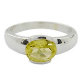 Riyo Flawless Gemstones Lemon Quartz 925 Silver Rings Teacher'S Day