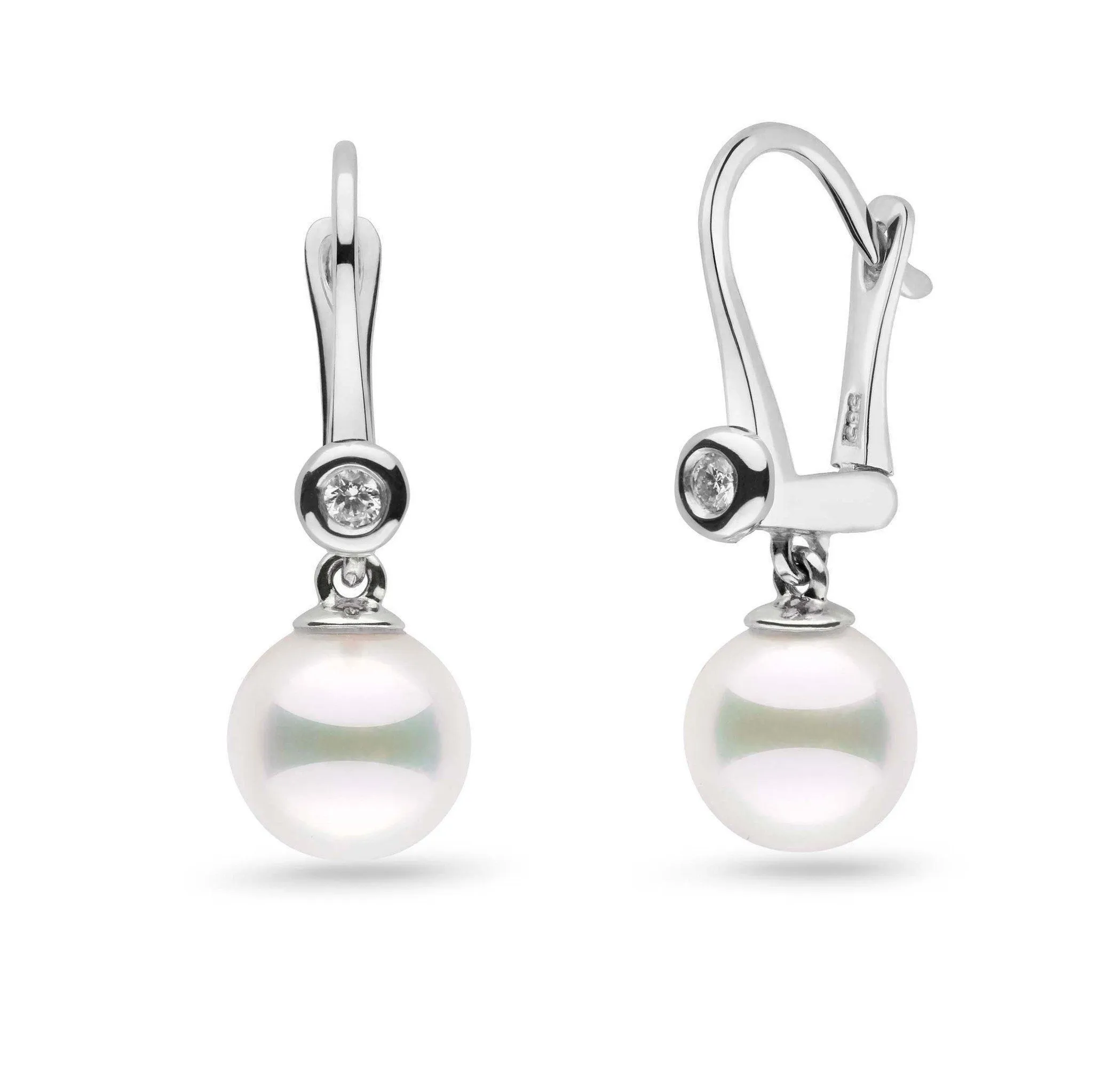 Romantic Collection Akoya 8.0-8.5 mm Pearl & Diamond Dangle Earrings