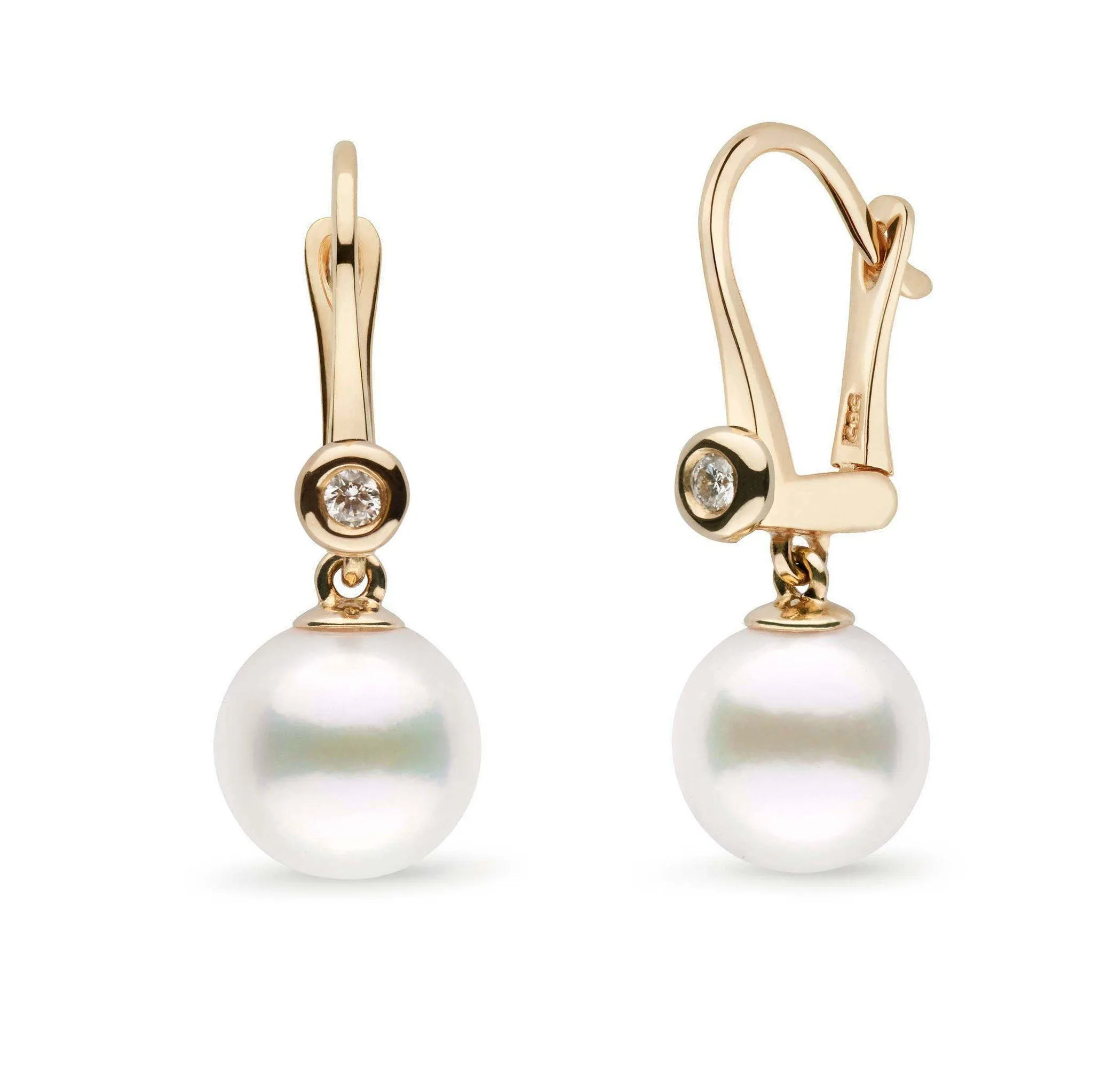 Romantic Collection White Freshadama Freshwater 9.0-10.0 mm Pearl & Diamond Dangle Earrings