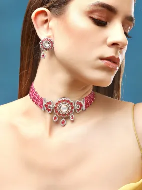 Rubans AD Pink Beaded Choker Set