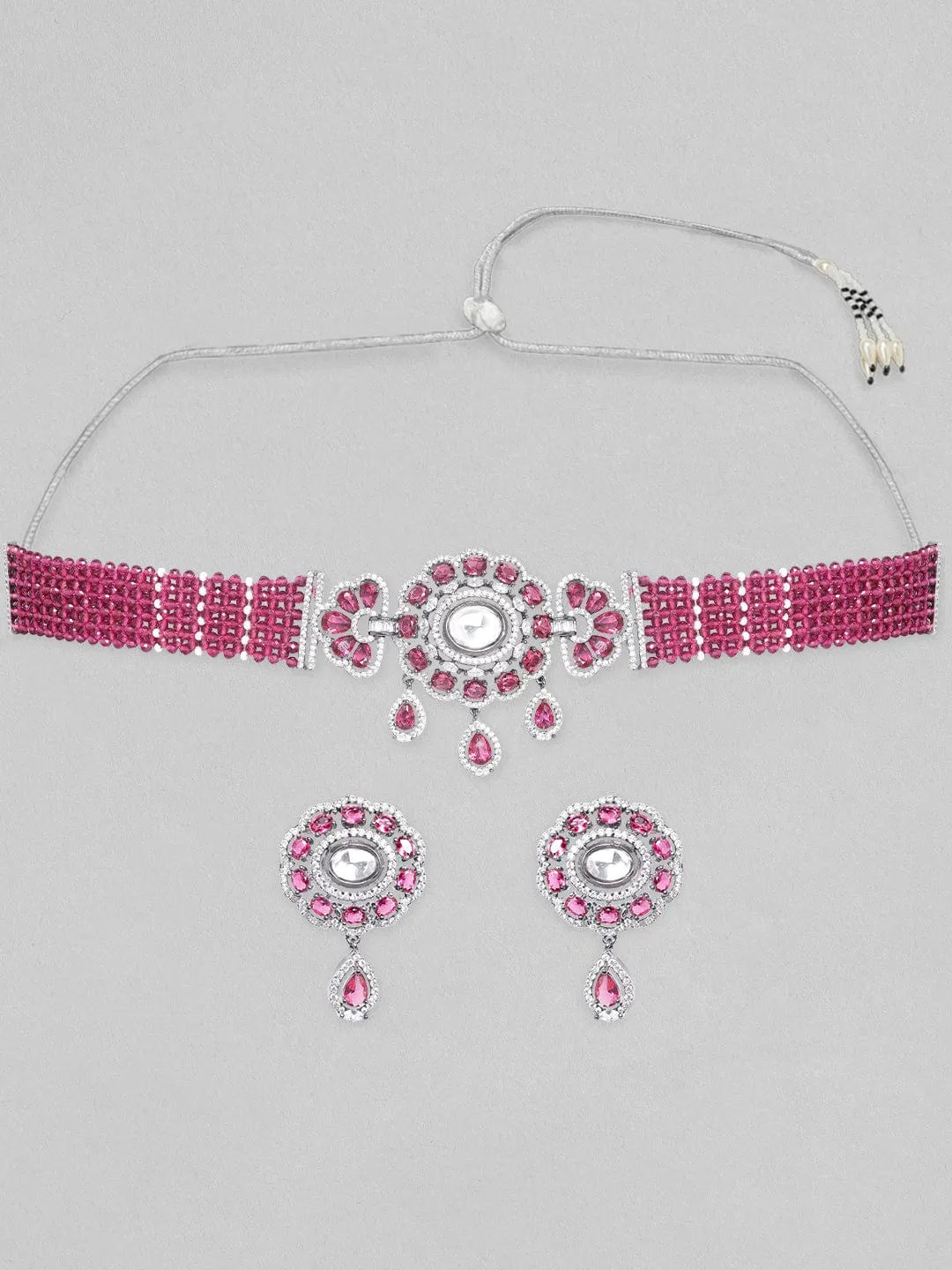 Rubans AD Pink Beaded Choker Set