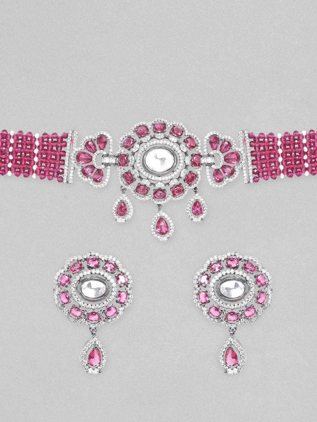 Rubans AD Pink Beaded Choker Set