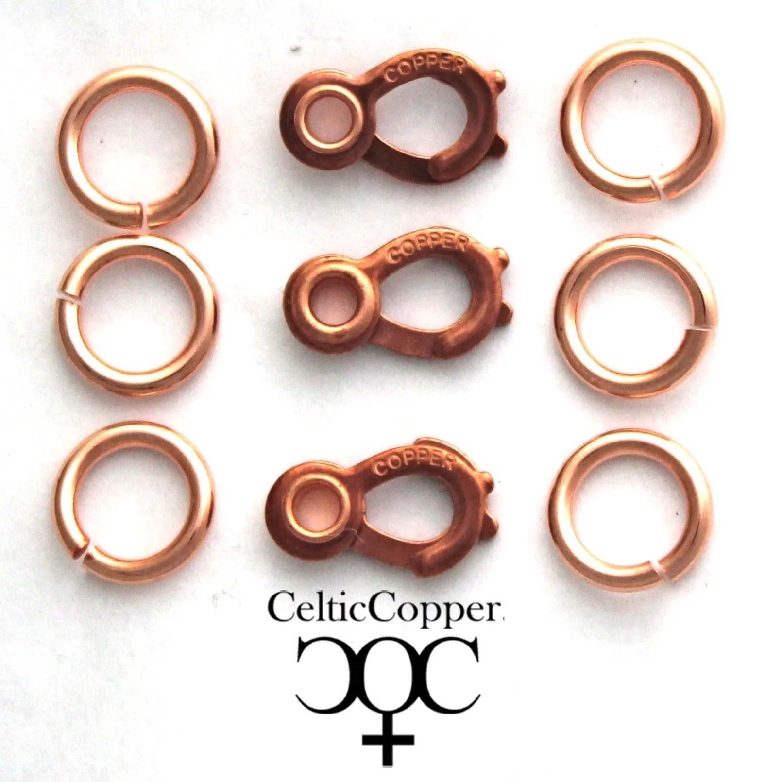 Set of 3 Solid Copper Clasp Kits 16mm Sister Hook with Jump Rings JSCSH3 Heavy Duty Copper Clasps