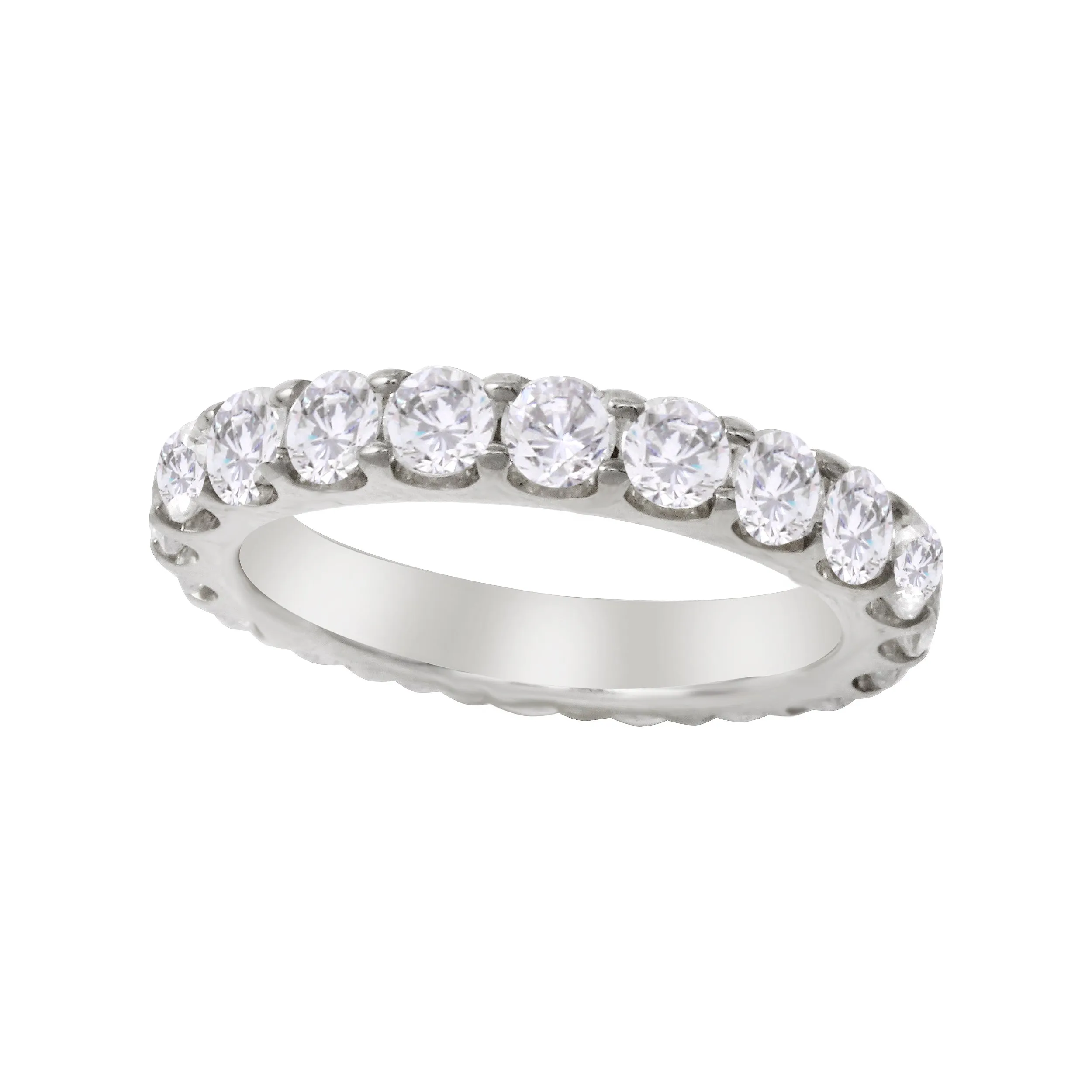 Shared Prong Round Diamond Eternity Wedding Band 3.2