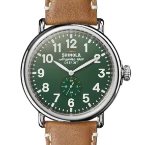 Shinola 47MM Runwell Green Dial Maple Leather Unisex Watch S0110000038