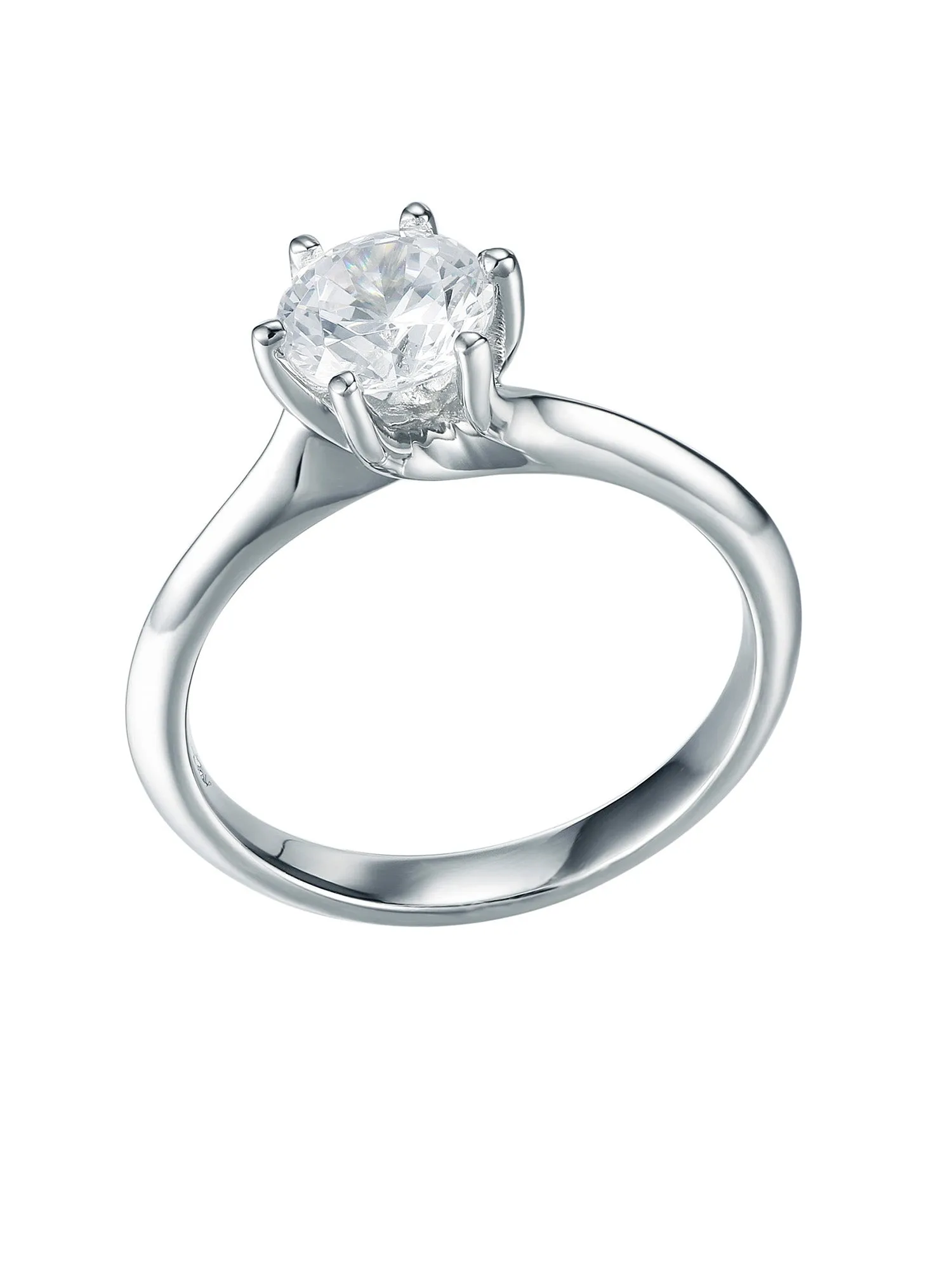 Six Prong 2 Carat Solitaire American Diamond 925 Silver Ring