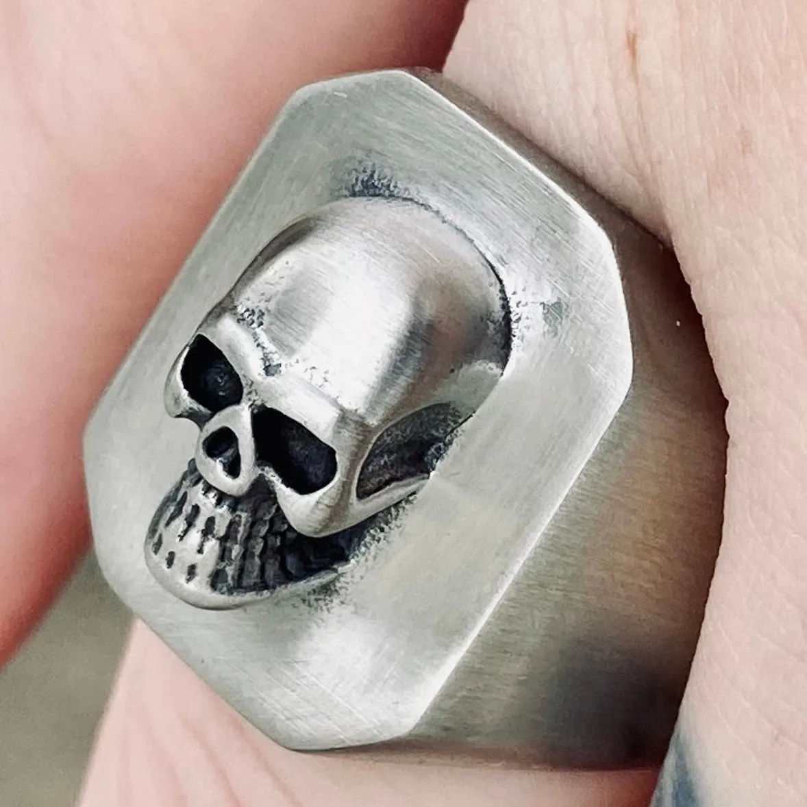 Skull 3D - Brushed Stainless Steel - R227