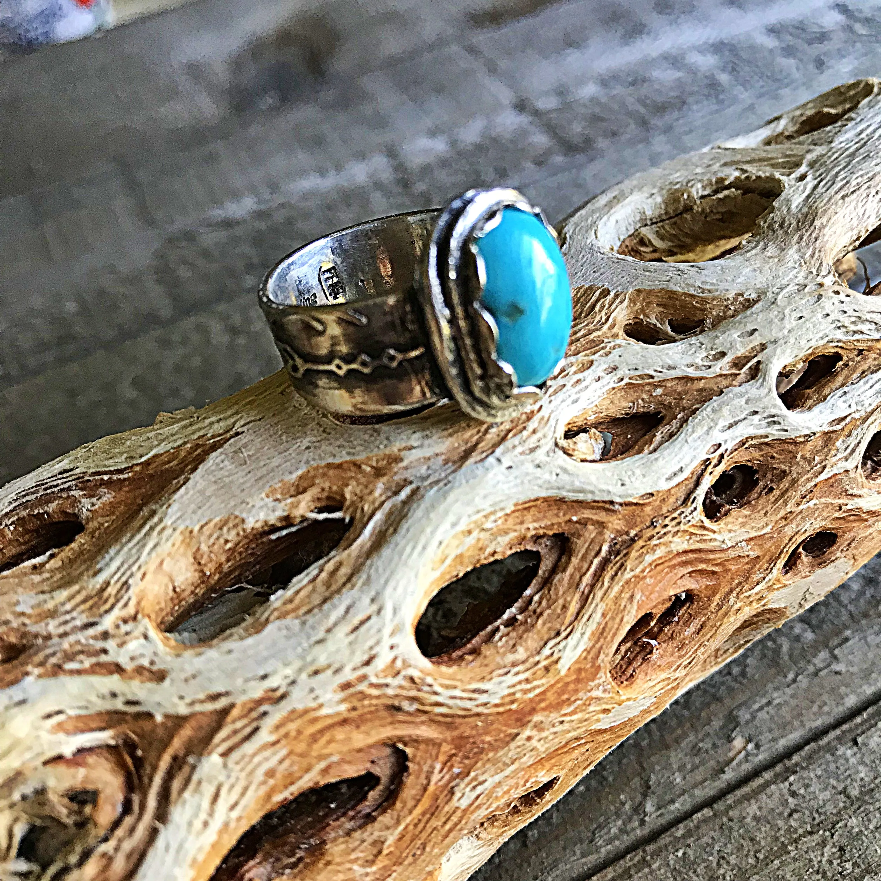 Sleeping Beauty Turquoise Sterling Silver US Size 7 Ring