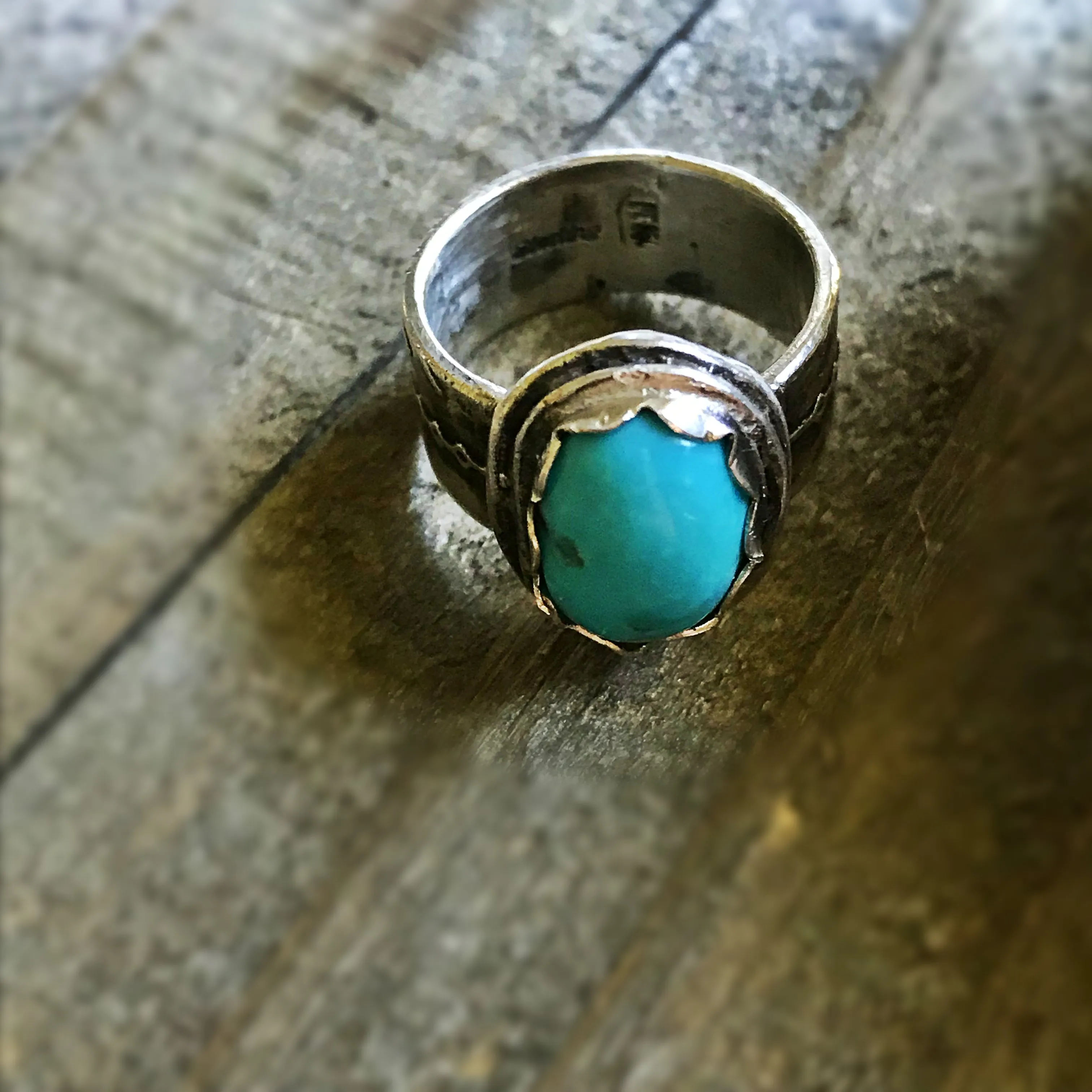 Sleeping Beauty Turquoise Sterling Silver US Size 7 Ring