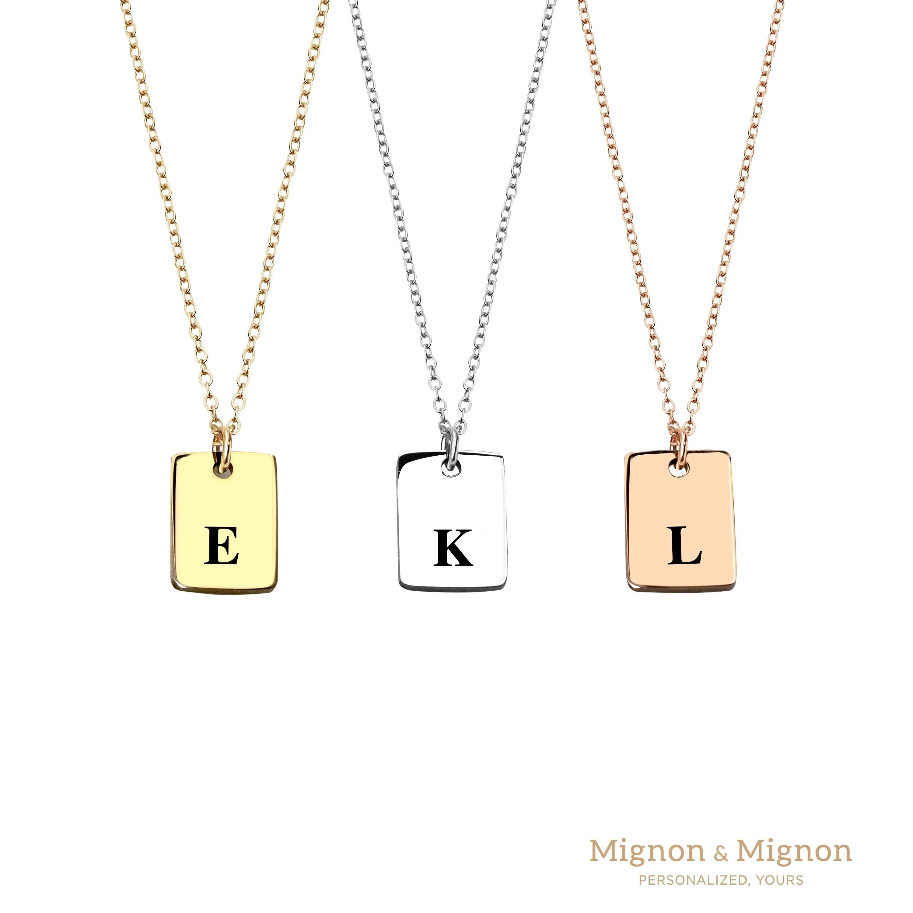 Small Tag Initial Necklace