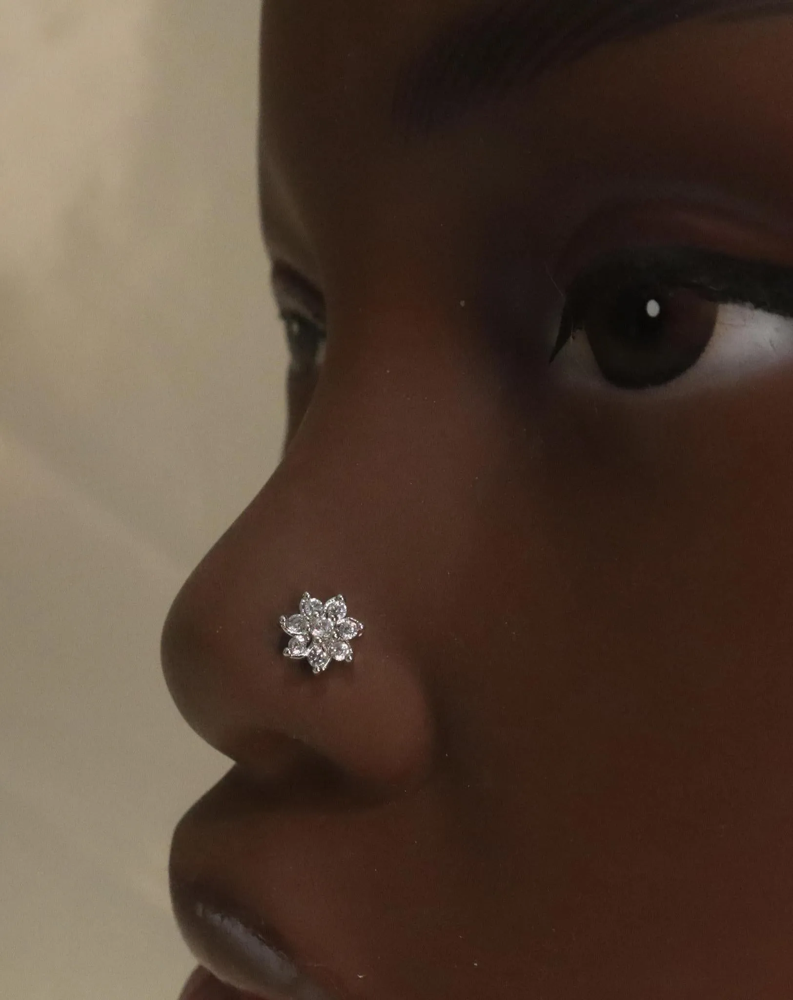 Spiral Flower Nose Stud Gem Piercing