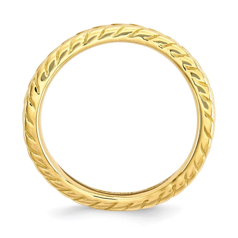 Stackable Expressions Polished Gold-plate Wave Ring in Sterling Silver