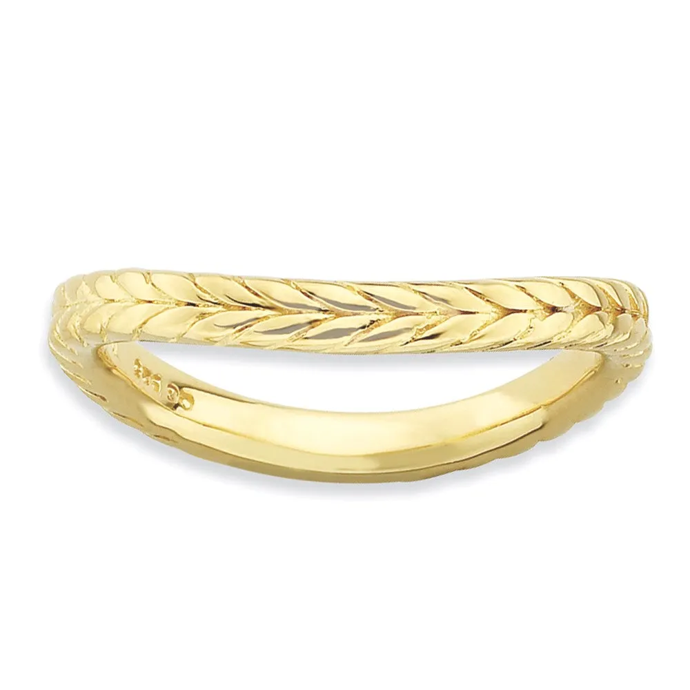 Stackable Expressions Polished Gold-plate Wave Ring in Sterling Silver